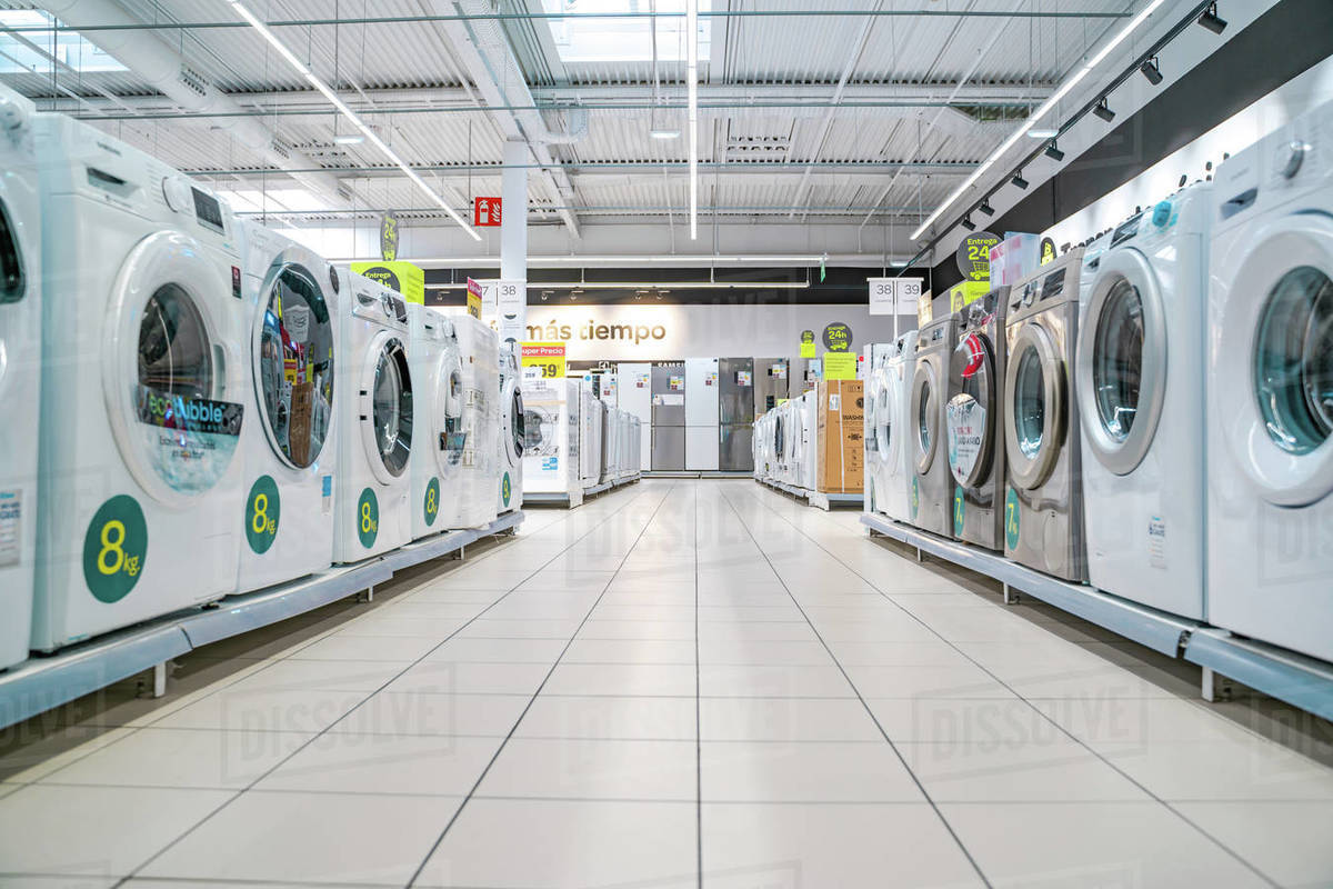 Valencia,Spain April 03, 2019 Washing Machines, drying machines