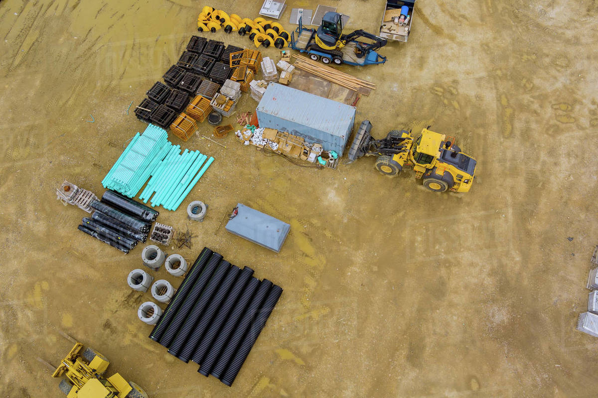 Polyethylene PVC pipes of prepared for laying a to plumbing supply to the new house Stock