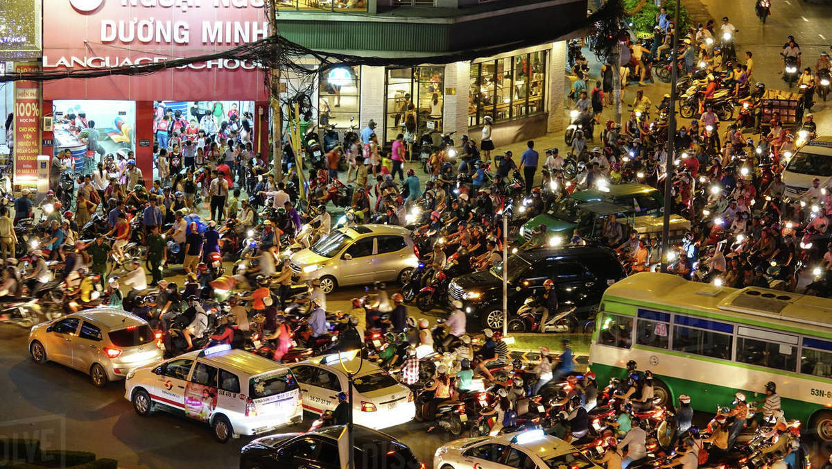 HO CHI MINH CITY VIETNAM MARCH 2017 AERIAL Countless Scooters And ho-chi-minh-city-vietnam-march-2017-aerial-countless-scooters-and