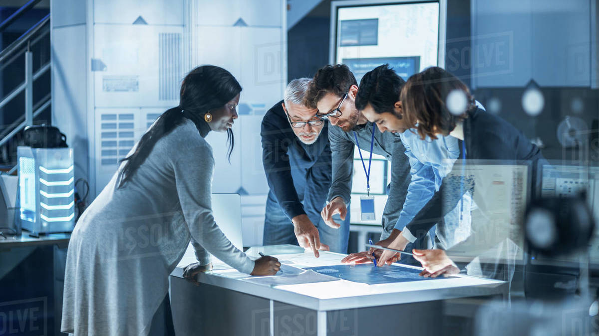 Engineers Meeting in Technology Research Laboratory Engineers, Scientists and Developers