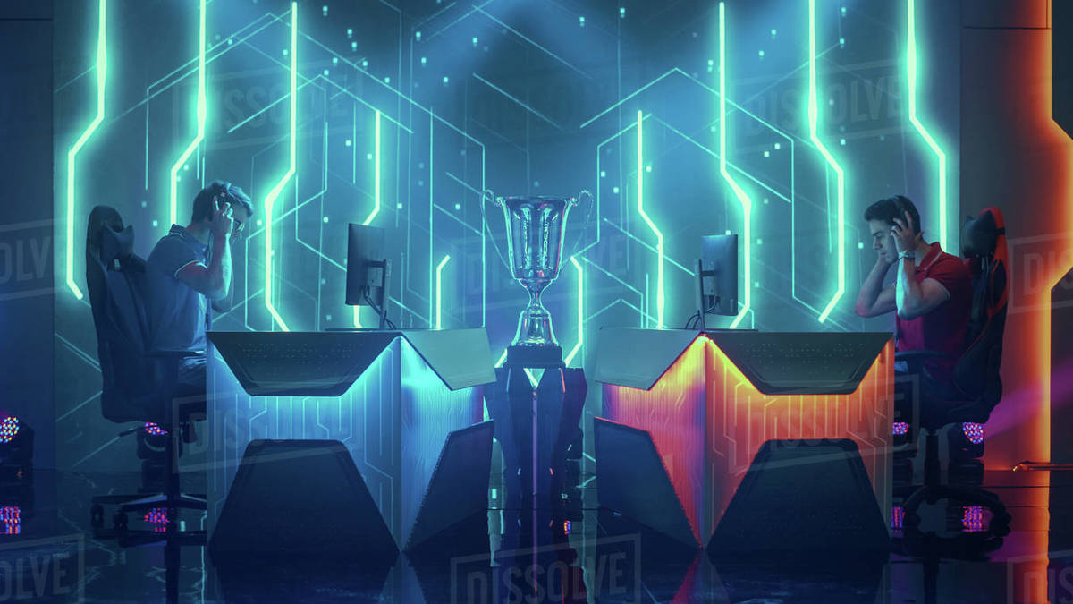 Two Professional eSports Gamers take places at Gaming Stations Stock