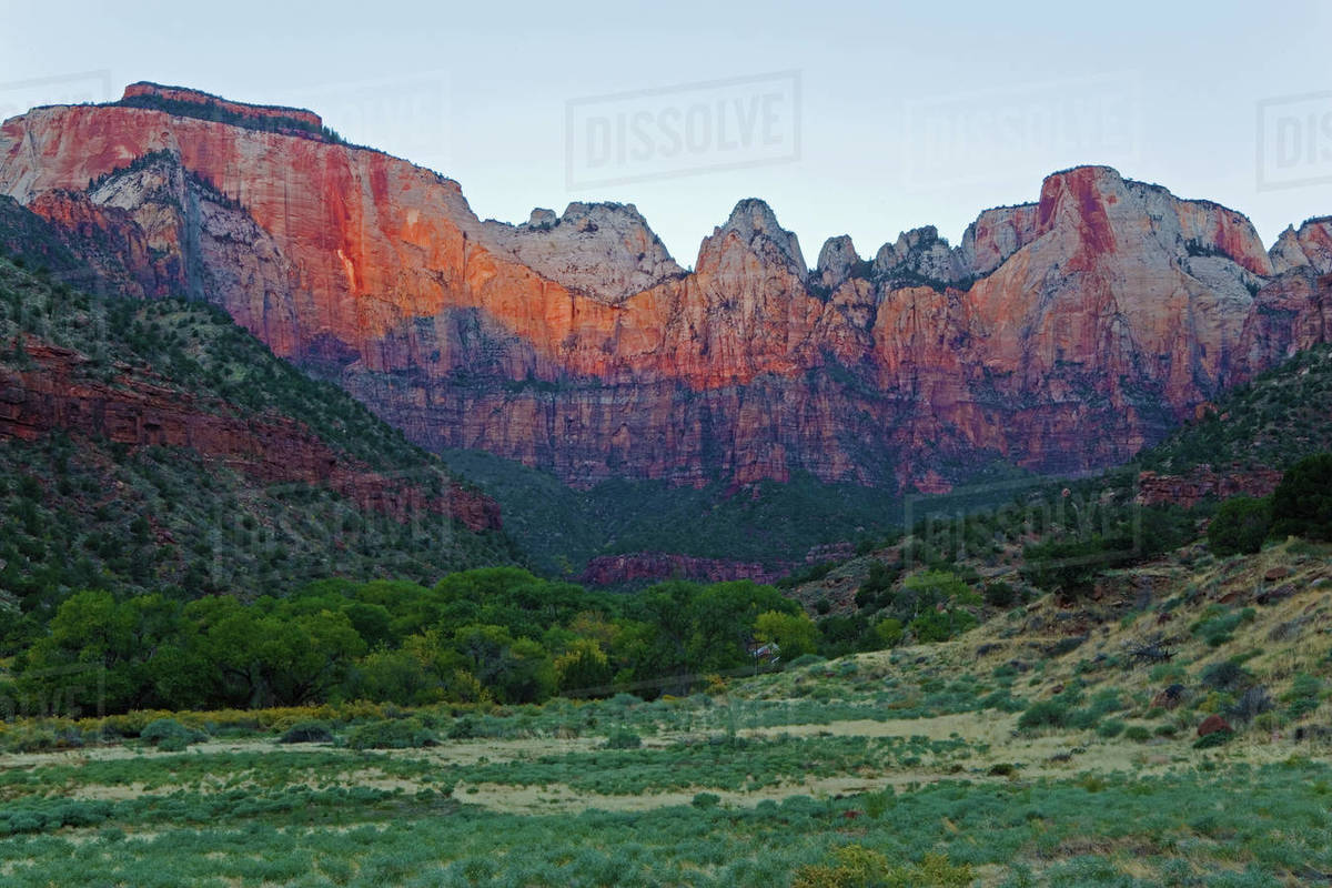 The Towers of the Virgin in Zion National Park, Utah Stock Photo