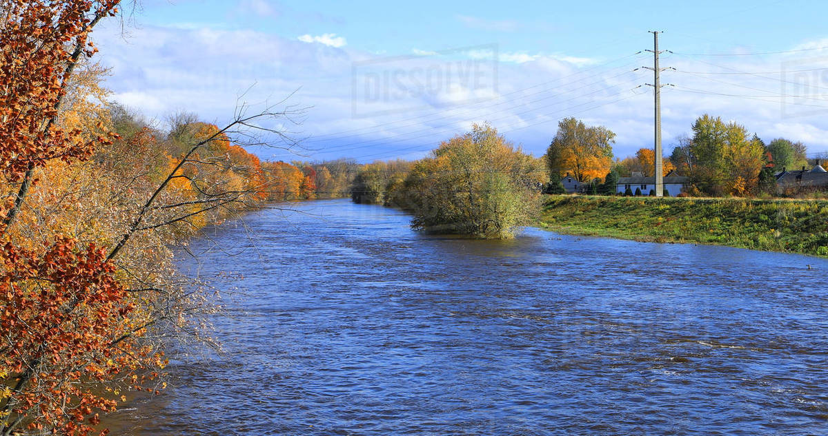 A View of Westfield River in Westfield, Massachusetts Stock Photo