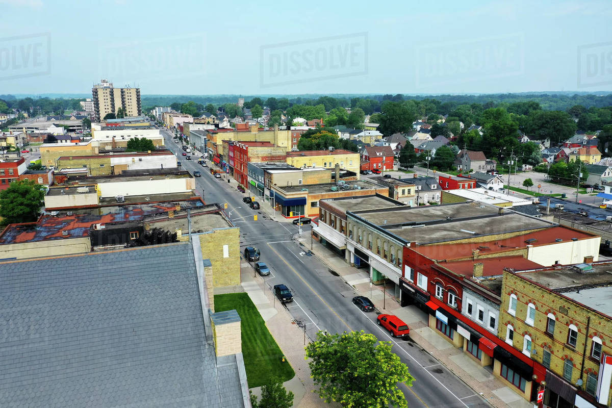 An aerial view of St Thomas, Ontario, Canada downtown Stock Photo