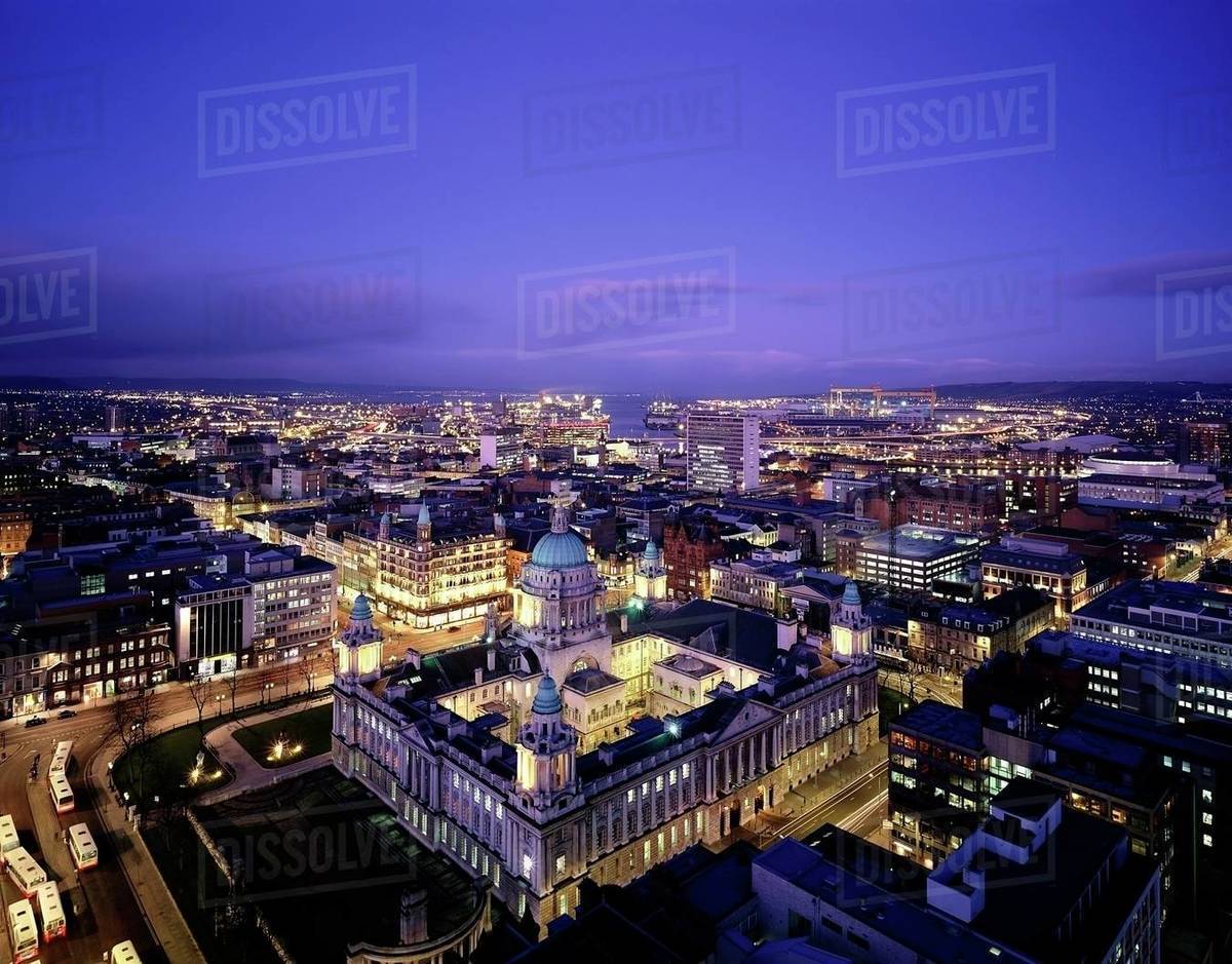 City Hall And City Skyline, Belfast, Ireland Stock Photo Dissolve