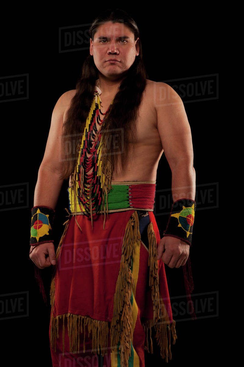Native American in full dress; Edmonton, Alberta, Canada Stock Photo