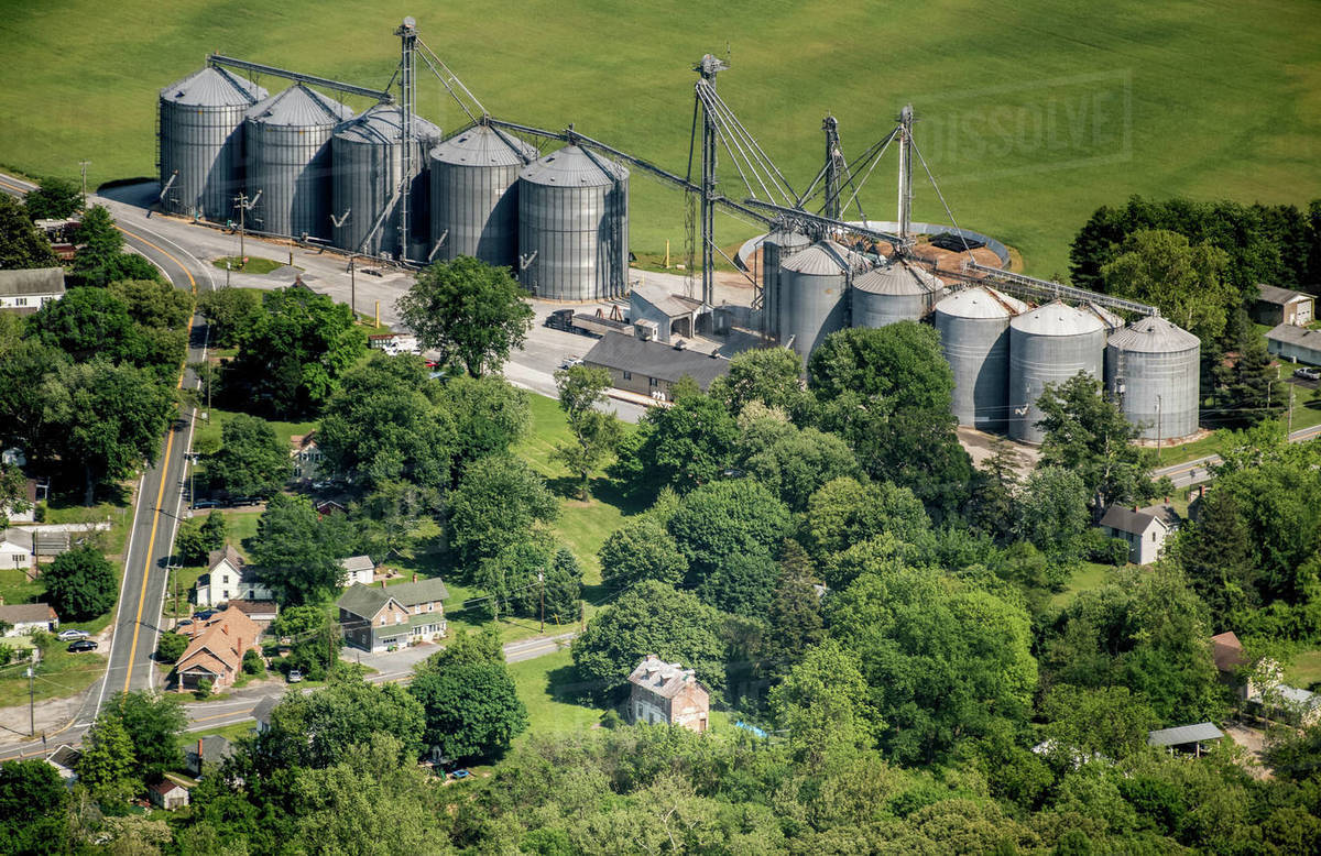 Aerial View Of A Grain Elevator In Talbot County; Wye Mills, Maryland