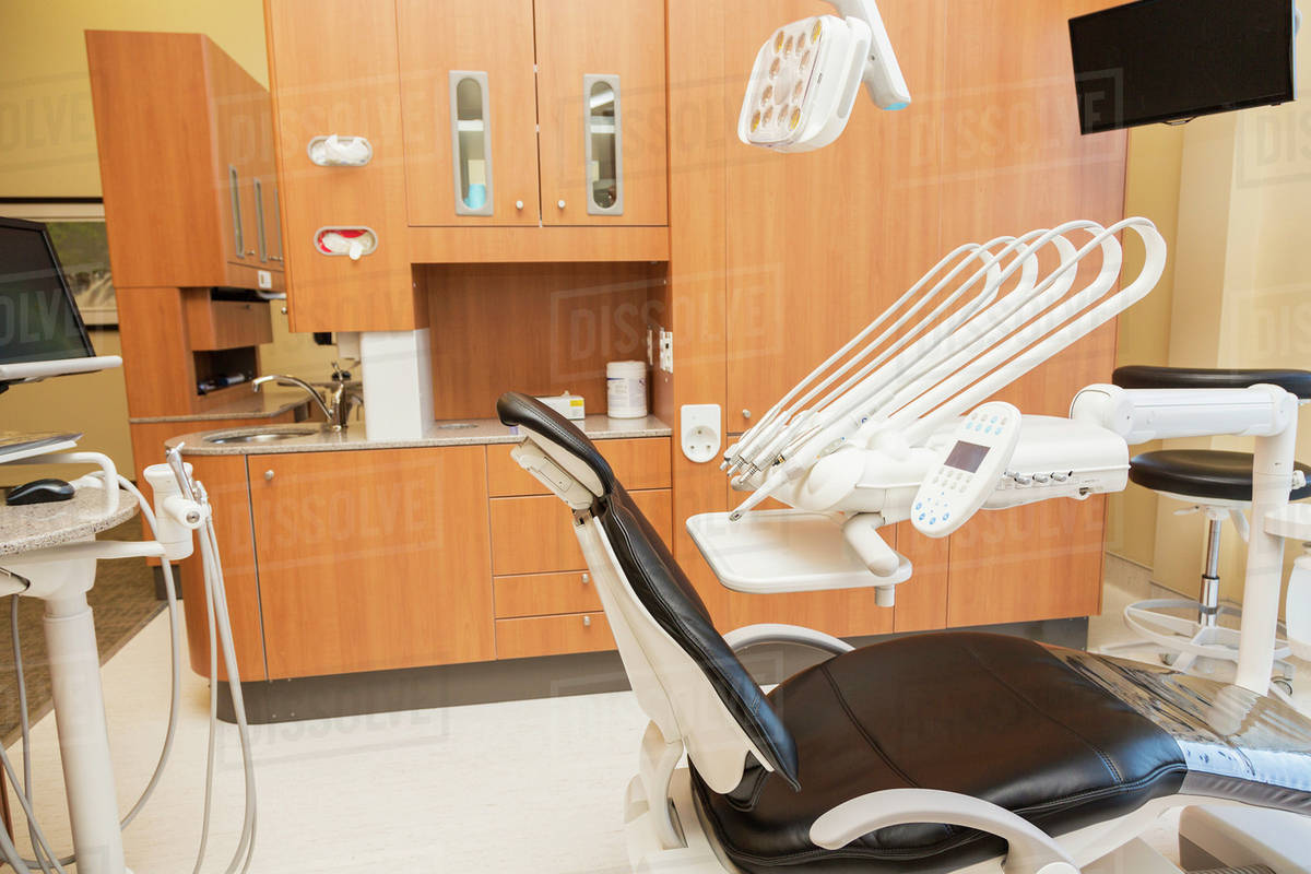Examination room in modern dental clinic; Edmonton, Alberta, Canada