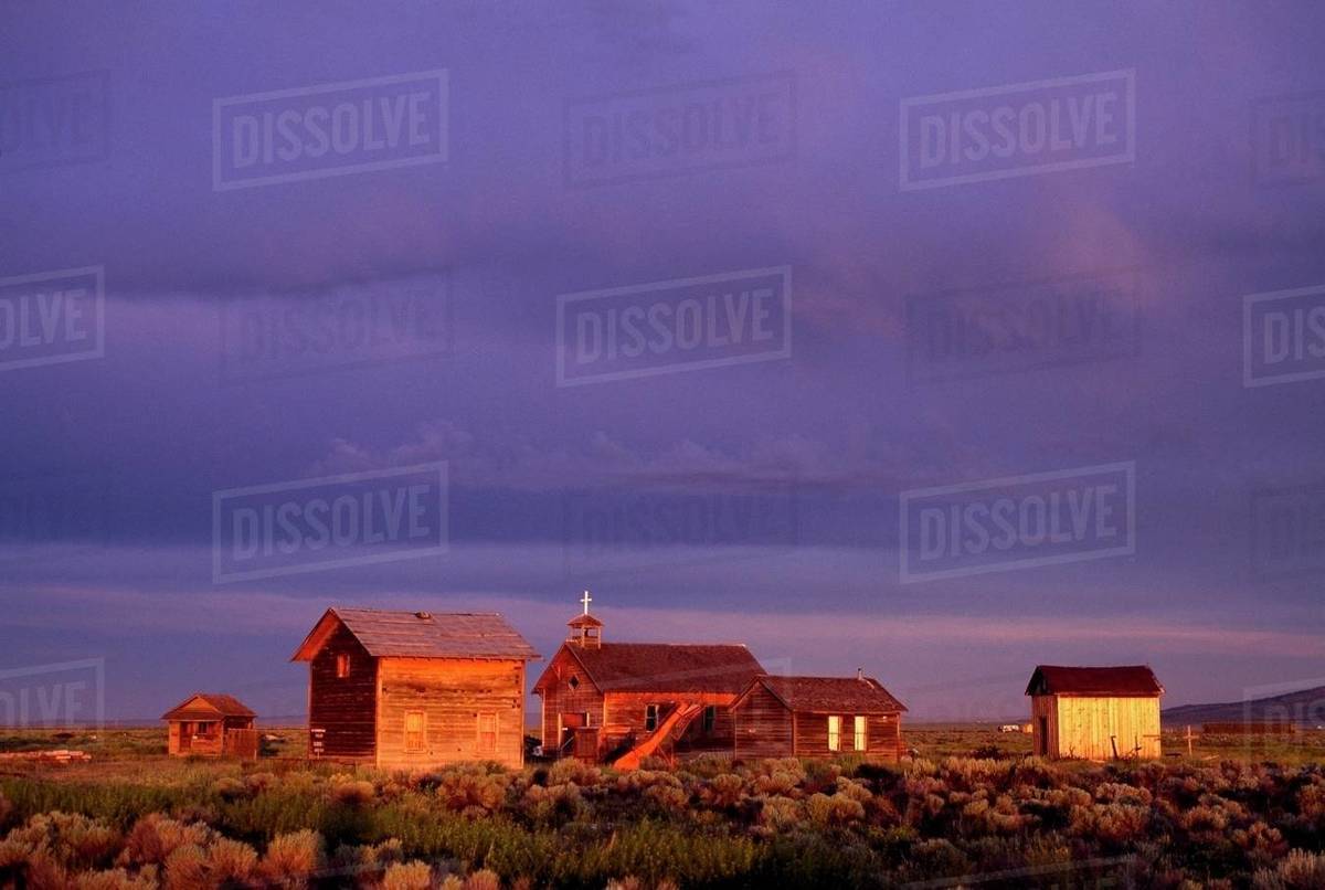 Historic Buildings Of Fort Rock, Oregon, Usa Stock Photo Dissolve