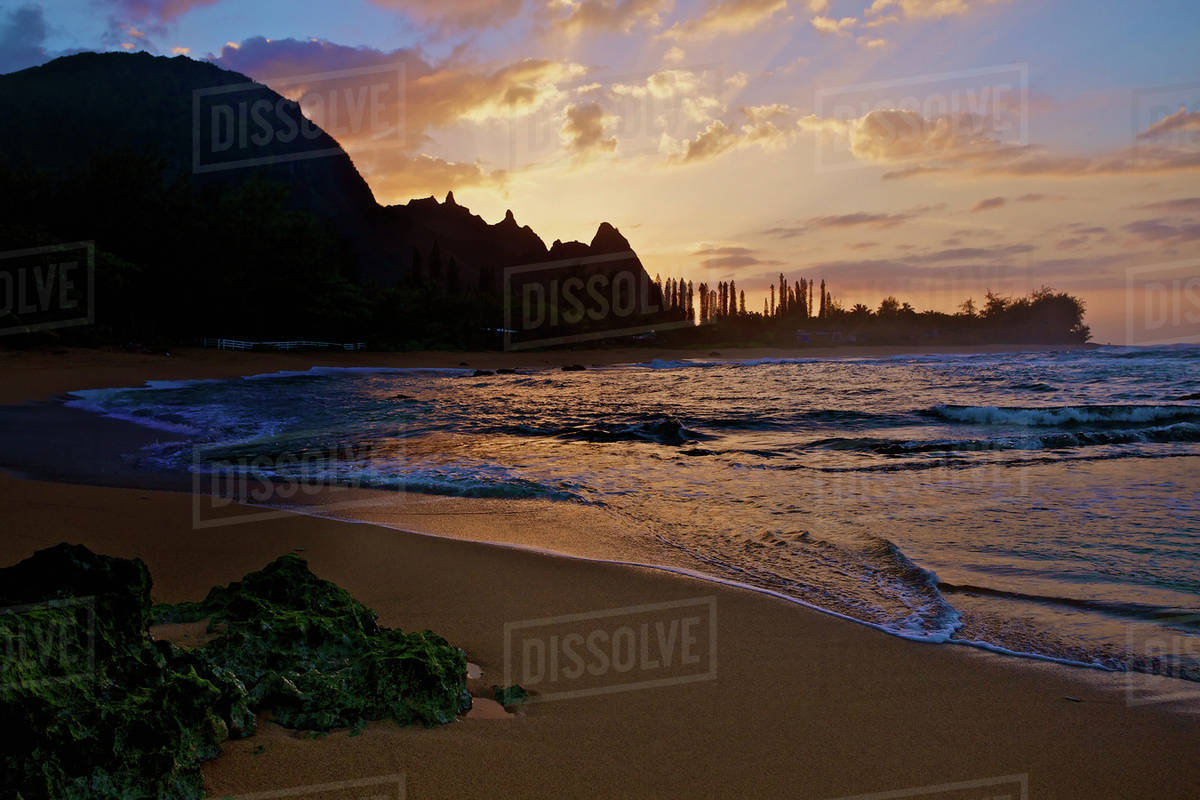 Sunrise at Tunnels Beach; Kauai, Hawaii, United States of America