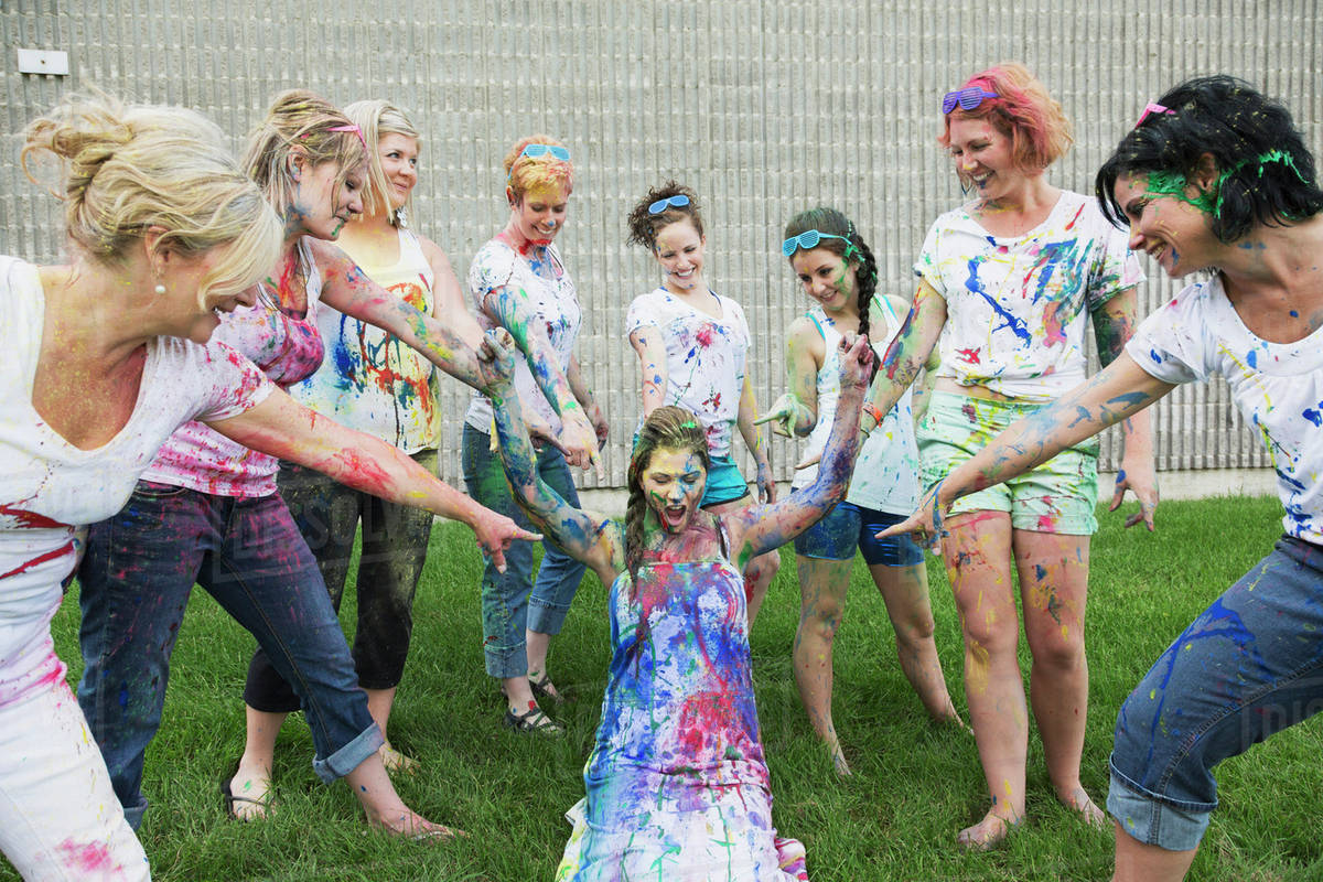 Paint the Bride stagette party; Edmonton, Alberta, Canada Stock Photo