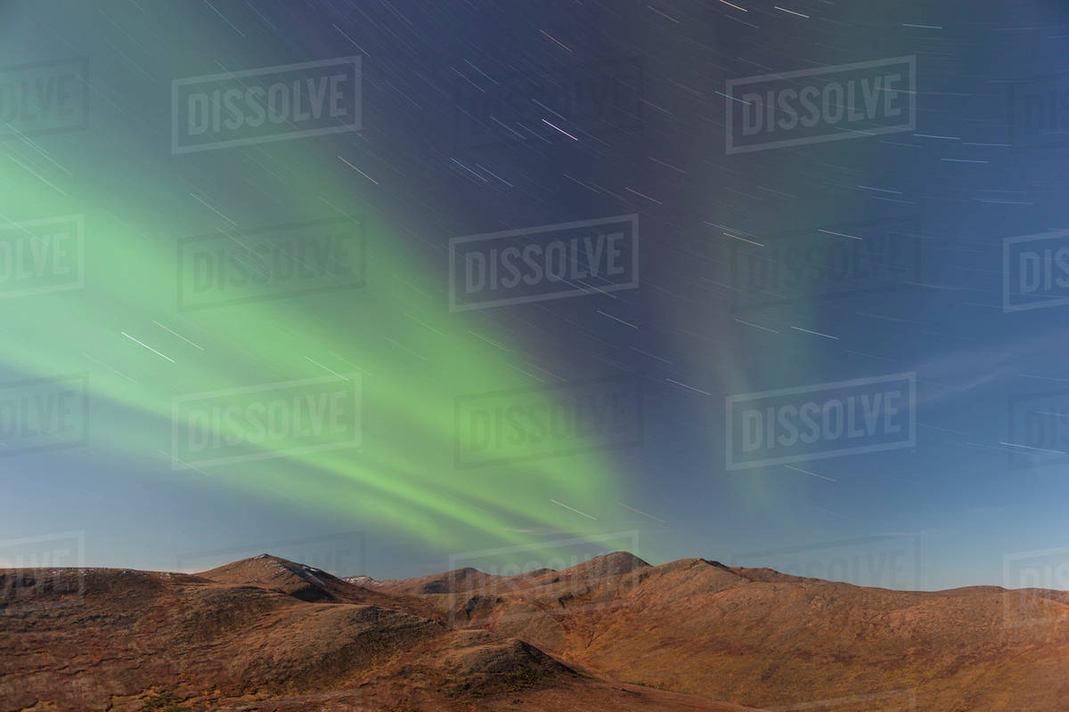 Northern Lights Above Eagle Summit And Pinelle Mountain Range Along The
