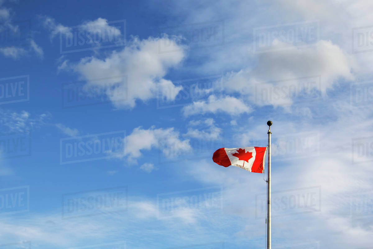 a canada flag flying