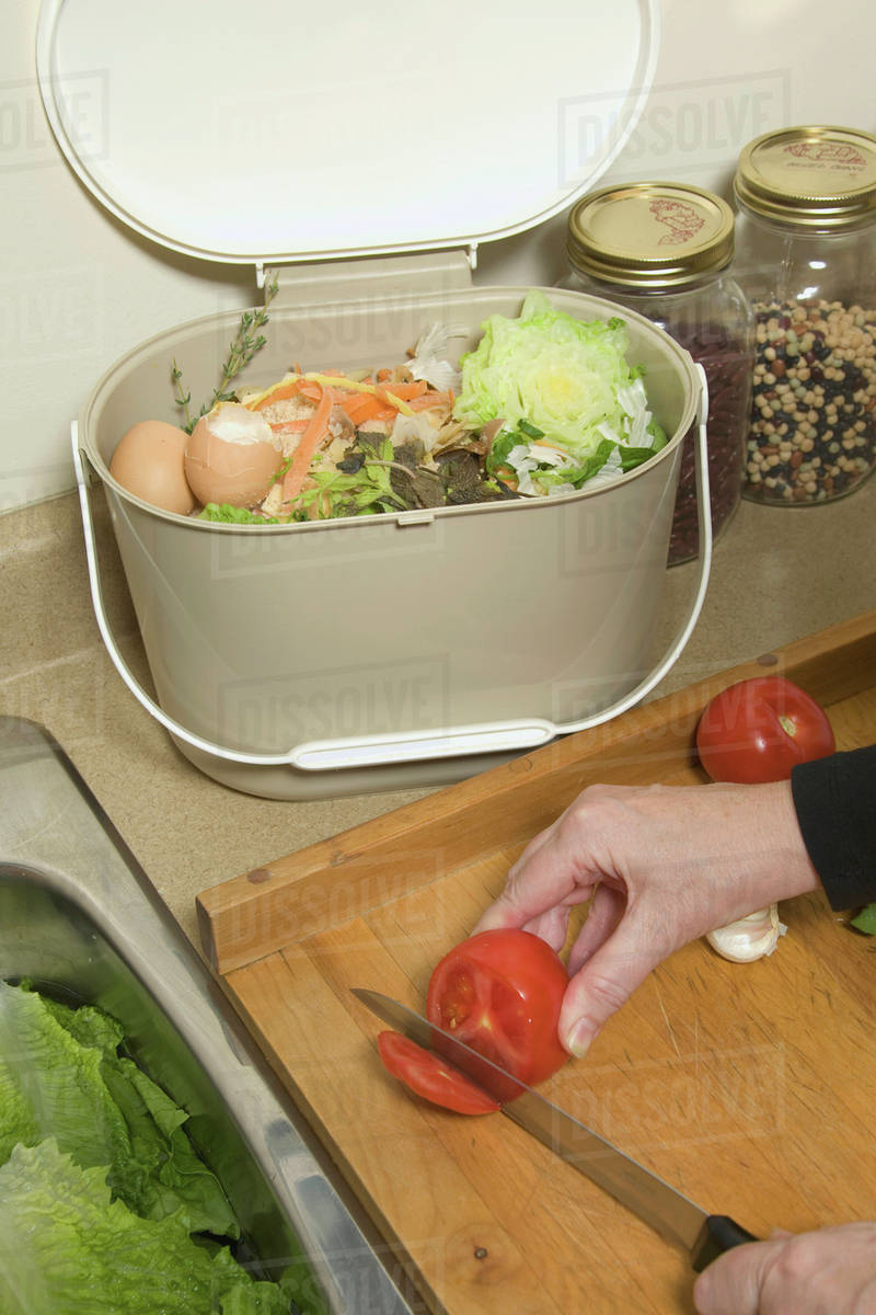 Organic Recycling Kitchen Compost Pail Stock Photo Dissolve Organic Recycling Kitchen Compost Pail