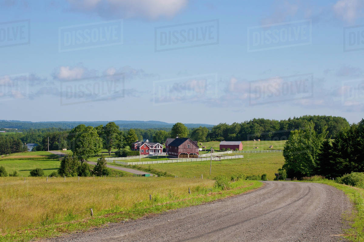 A Road Leading To A Farm; West Bolton, Quebec, Canada Stock Photo