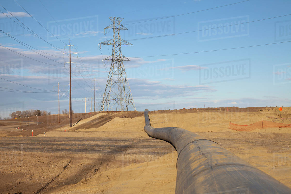 Power Transmission And Sewer Pipe Along Roadway Development; Edmonton