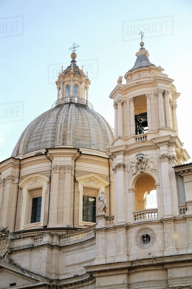 Rome, Italy; Bell Tower Of Sant'agnese In Agone Stock Photo Dissolve