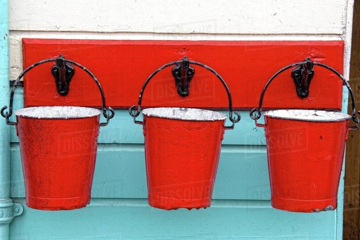 Three Red Buckets Stock Photo Dissolve