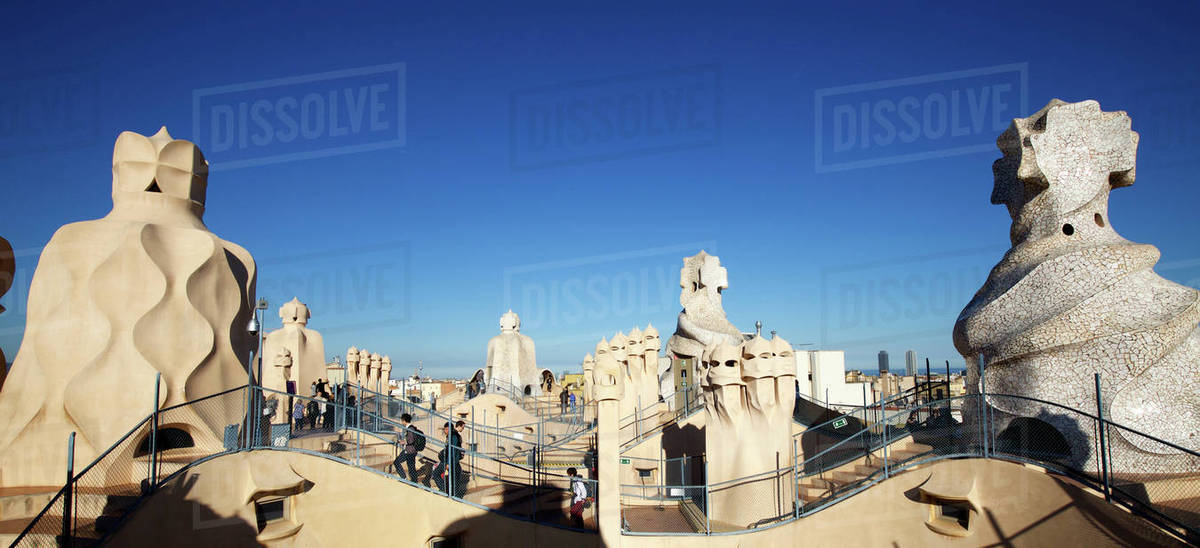 gaudi rooftop architecture at