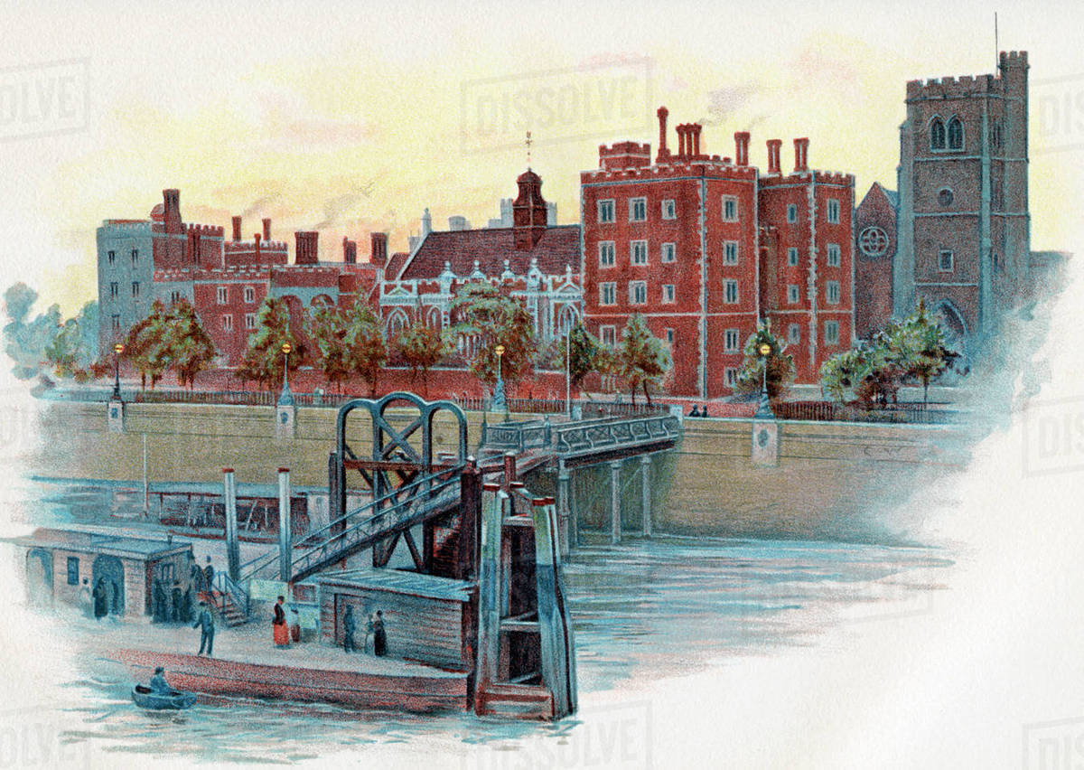 Lambeth Palace, Lambeth, London, England in the 19th century. From The