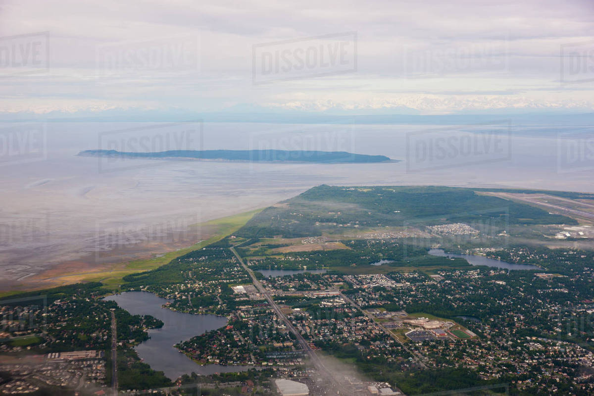 Aerial view of the Sand Lake Neighborhood of Anchorage, Fire Island