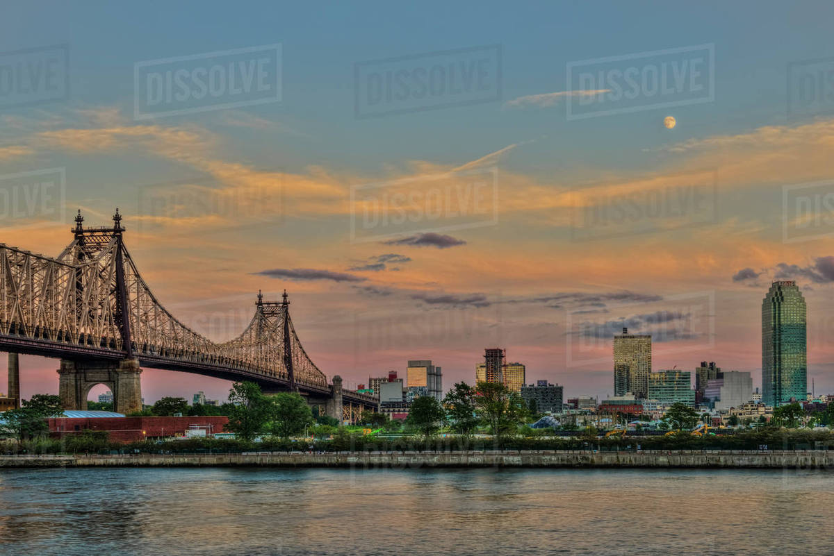 Moonrise over Queensboro (59th Street) Bridge and the Citibank Building