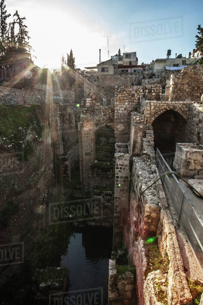 Pool Of Bethesda And Ruins Of The Byzantine Church Jerusalem Israel Stock Photo Dissolve Pool Of Bethesda And Ruins Of The Byzantine Church Jerusalem Israel Stock Photo Dissolve