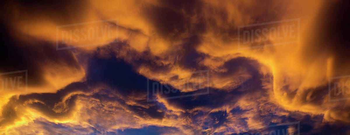 dramatic colourful clouds at