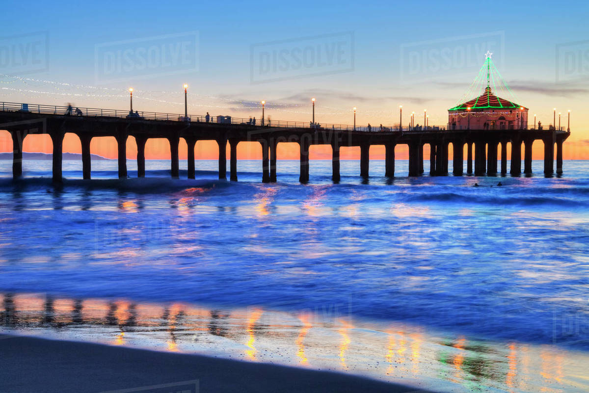 Manhattan Beach Pier At Sunset, Completed In 1920, Roundhouse Marine
