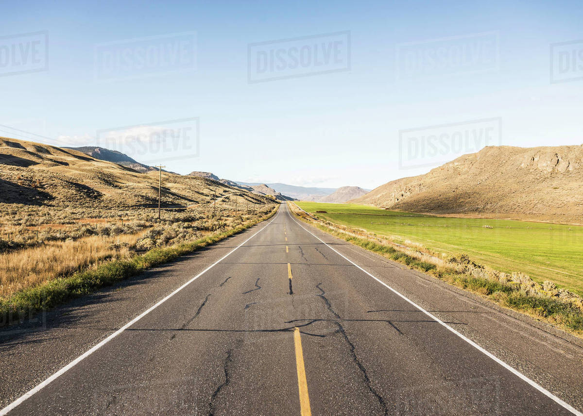 Empty road, Trans Canada Highway, near Kamloops, Boston Flats, British