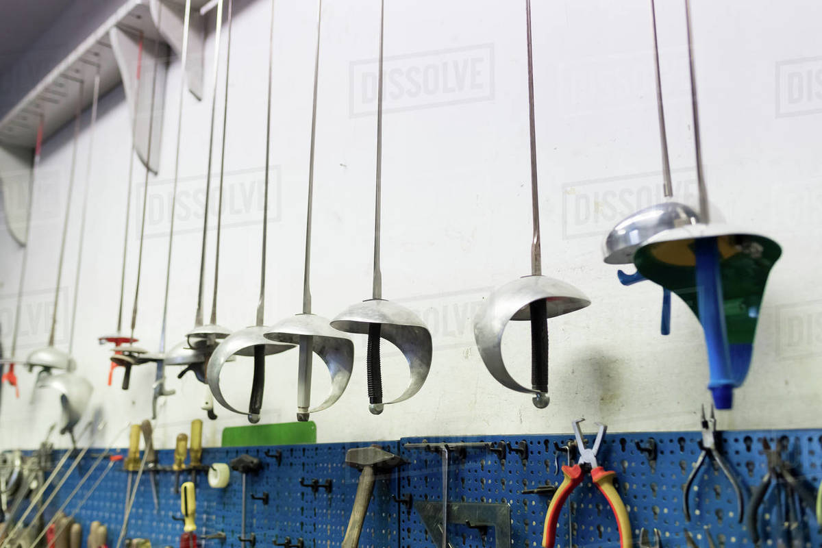 Fencing swords display in Stock Photo Dissolve