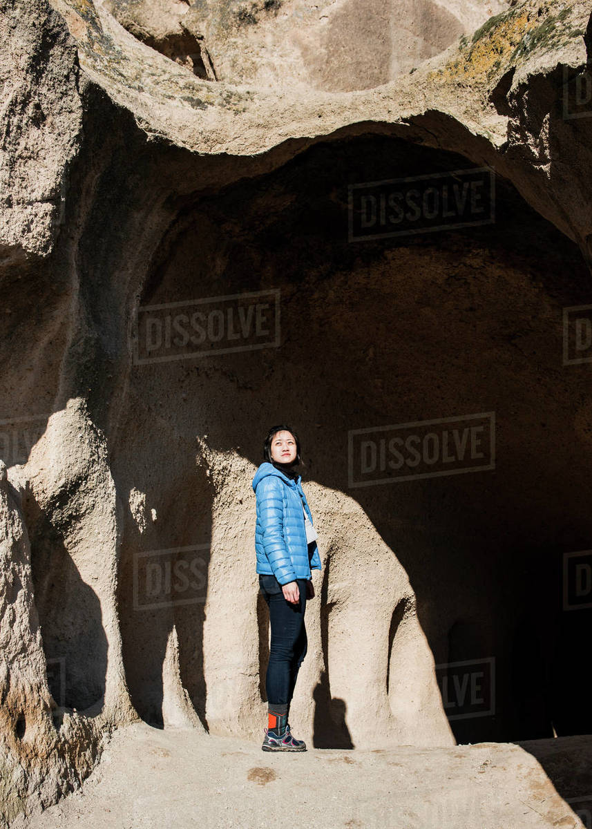 Woman exploring Selime Monastery, Göreme, Cappadocia, Nevsehir, Turkey Royalty-free stock photo
