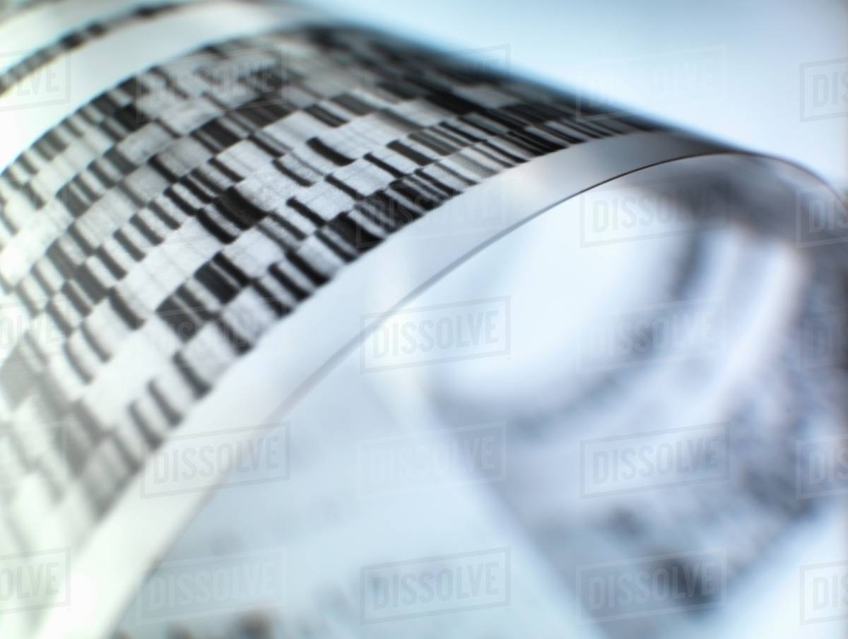 Close up of autoradiograph used in researching Stock Photo Dissolve