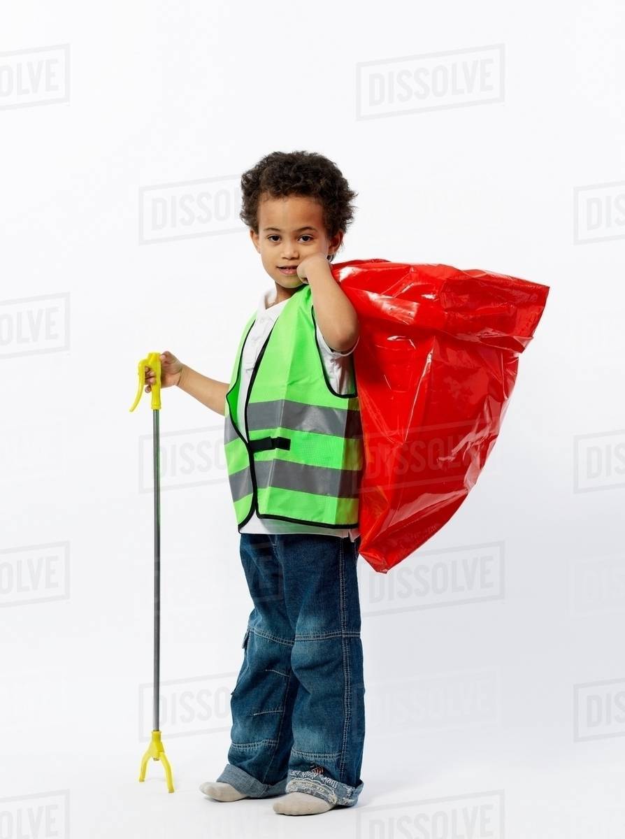 Boy with cleaning gear Stock Photo Dissolve