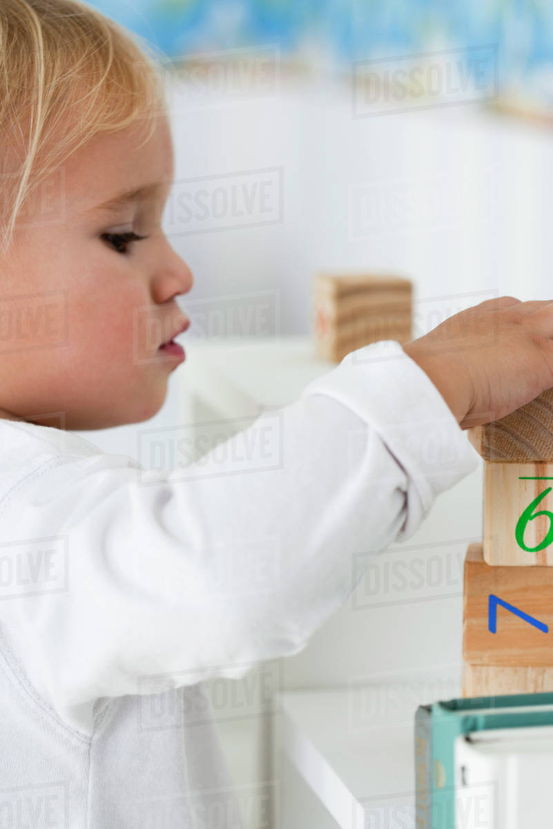 Baby stacking blocks Stock Photo Dissolve