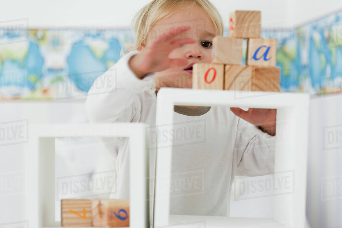 Baby stacking blocks Stock Photo Dissolve