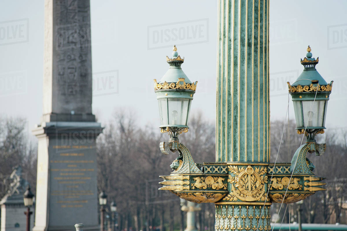 Ornate lamp post in Place de la Condorde, Paris, France Royalty-free stock photo