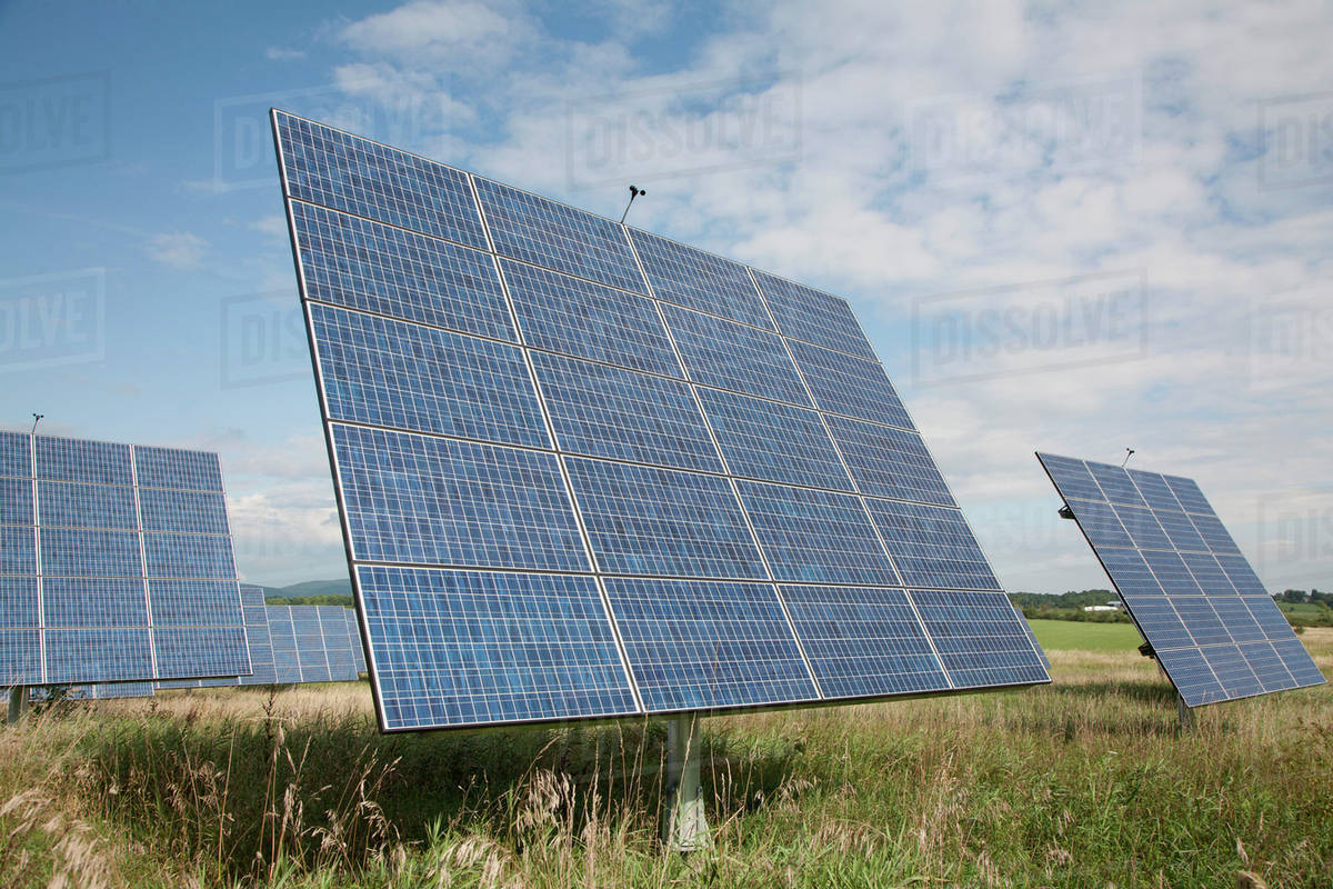 Solar panels in a field Royalty-free stock photo